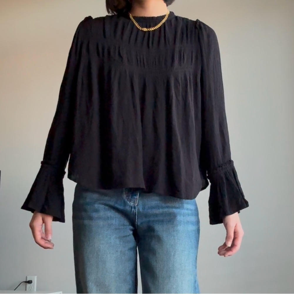 Free people Black bell sleeve blouse